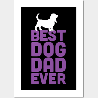 Best Basset Hound Dog Dad Ever - Purple Dog Lover Gift Posters and Art